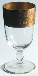 Glastonbury   Lotus Goldenrod Juice Glass   Stem #37, Wide Gold Enrusted Band