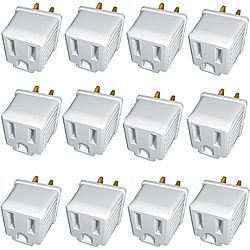 12 Pack stanley Grounded Tap Adapter white