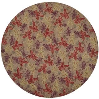 Martha Stewart Meadow Crimson/ Clover Wool Rug (6x 6 Round)