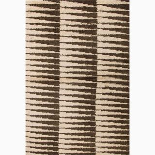 Handmade Ivory/ Brown Wool Ultra Plush Rug (2 X 3)