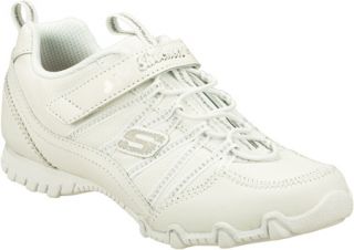 Girls Skechers Bikers II School Star   White/Silver Casual Shoes