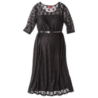 Merona Maternity Elbow Sleeve Lace Overlay Dress   Black XXL