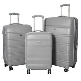 American Getaway 3 piece Lightweight Expandable Hardside Spinner Luggage Set (SilverMaterials ABSExpandable for additional packing capacityDeluxe zipper pulls and hardwareWeight 30.8 poundsRetractable handle systemWheeledWheel type Four (4) 360 degrees