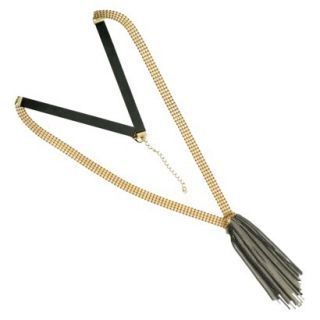Fashion Necklace with Tassle   Gold/Black