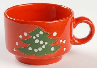 Waechtersbach Christmas Tree Flat Cup, Fine China Dinnerware   Red W/Xmas Tree,A