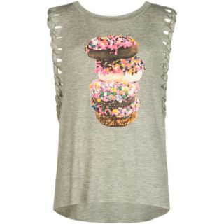 Donut Stack Girls Muscle Tank Heather Grey In Sizes Medium, Small, La