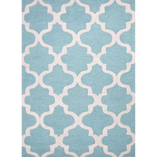 Hand tufted Contemporary Geometric Pattern Blue Rug (96 X 136)