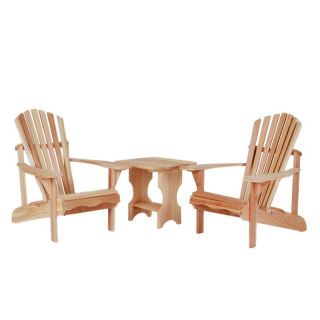 All Things Cedar 3 Piece Cedar Adirondack Chair with Side Table Multicolor  