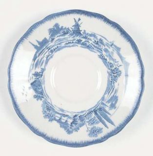 Royal Doulton Norfolk Blue Saucer, Fine China Dinnerware   Blue Windmill Scene,