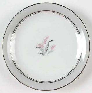 Noritake Lilybell Bread & Butter Plate, Fine China Dinnerware   Gray Band, Plati