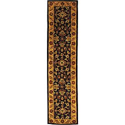 Safavieh Handmade Golden Jaipur Black/ Gold Wool Runner (23 X 8) (BlackPattern OrientalMeasures 0.625 inch thickTip We recommend the use of a non skid pad to keep the rug in place on smooth surfaces.All rug sizes are approximate. Due to the difference o