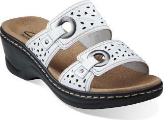 Womens Clarks Lexi Laurel   White Leather Sandals