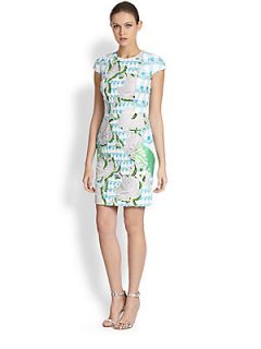 Peter Pilotto Orchid Embroidered Tweed Dress   Trailing Tweed Blue
