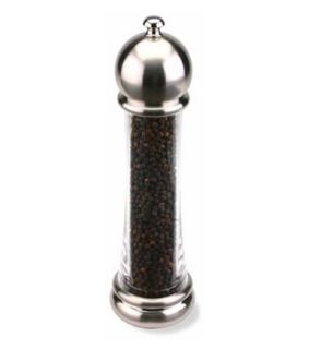 Olde Thompson 10 in Jackson Peppermill w/ Brushed Top & Base, Black Pepper, Clear