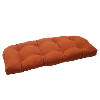 Pillow Perfect Outdoor Cinnabar Wicker Loveseat Cushion In Burnt Orange (OrangeClosure Sewn Seam ClosureUV Protection YesWeather Resistant YesCare instructions Spot Clean or Hand Wash Fabric with Mild DetergentDimensions 44 inches long x 19 inches wi