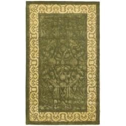 Handmade Silk Road Majestic Green/ Ivory N. Z. Wool Rug (3 X 5)