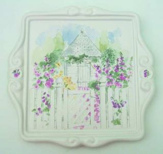 Pfaltzgraff Cape May Sculpted Trivet, Fine China Dinnerware   Pink Floral, Fence
