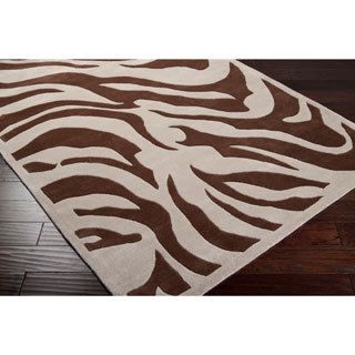 Hand tufted Brown/white Zebra Animal Print Current Wool Rug (5 X 8) (BeigePattern Animal Tip We recommend the use of a non skid pad to keep the rug in place on smooth surfaces.All rug sizes are approximate. Due to the difference of monitor colors, some 