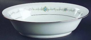 Noritake Glencoe 10 Oval Vegetable Bowl, Fine China Dinnerware   Blue & Pink Ro