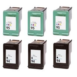 Hewlett Packard Hp 94/95 Black /color Ink Cartridge (pack Of 6) (remanufactured) (Black/ colorNon refillableMaximum yield 540/ 420 pages at 5 percent coverageModel 94/95Quantity Pack of 6 (3 Black, 3 color)This high quality item has been factory refurb