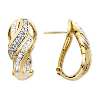 1/2 CT. T.W. Diamond 10K Yellow Gold Swirl Hoop Earrings, Womens