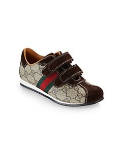 Gucci Boys GG Canvas & Suede Sneakers   Beige