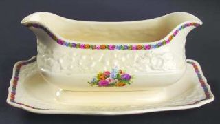 Crown Ducal Charm Gravy Boat with Attached Underplate, Fine China Dinnerware   G