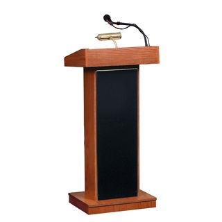 Orator Floor Lectern With Wireless Handheld Microphone (CherryMaterials Steel, MDFFinish CherryDimensions 46 inches high x 22 inches wide x 17 inches deepNumber of shelves NoneNumber of drawers/compartments One (1)Model 800X CH/LWM5Assembly required