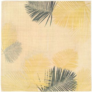 Leaves Yellow/ Charcoal Outdoor Rug (710 Square)