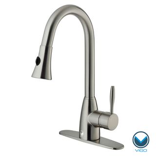 Vigo Stainless steel Pull out Spray Kitchen Faucet With Deck Plate (single hole Installation)