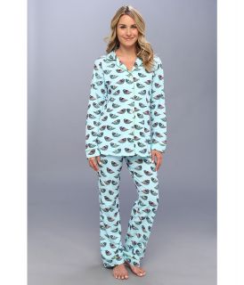BedHead Topaz Jeweled Bird Stretch Classic PJ Set Womens Pajama Sets (Blue)