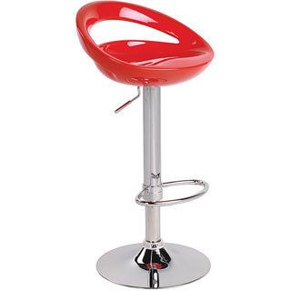 Swizzle Red Bar Stool (RedFeatures an ABS bodyChrome base with red seatFoot restHydraulic pole and lever to adjust to perfect heightAllows for 360 degree swivelAdjusts from 24 to 31 inchesDimensions 39 inches high x 18 inches wide x 19 inches deep )