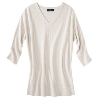 Mossimo Womens 3/4 Sleeve V Neck Value Sweater   Oatmeal Heather M