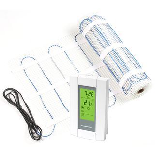 Radimat 40 Square foot Floor Heating Kit With Thermostat (blue and whiteMaterial PVC, Copper and FiberglassDimensions 4 inches high x 4 inches wide x 21 inches deepNumber of boxes this will ship in 1Delivery options 1 week PVC, Copper and FiberglassDi
