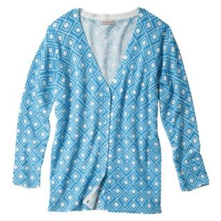 Merona Petites 3/4 Sleeve V Neck Cardigan Sweater   Blue Print XLP