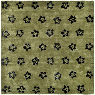 Handmade Soho Leaves Sage New Zealand Wool Rug (76 X 96)