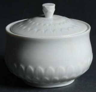 Vignaud Florence (All White, No Trim) Sugar Bowl & Lid, Fine China Dinnerware  