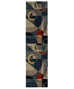 Handmade Rodeo Drive Deco Blue/ Multi N.Z. Wool Runner (26 X 8) (BluePattern GeometricMeasures 0.625 inch thickTip We recommend the use of a non skid pad to keep the rug in place on smooth surfaces.All rug sizes are approximate. Due to the difference of