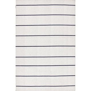 Handmade Flat Weave Stripe Ivory/white Wool Area Rug (8 X 10)