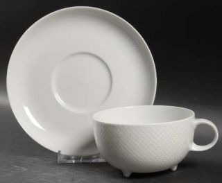 Rosenthal   Continental Century White (Rim) Footed Cup & Saucer Set, Fine China