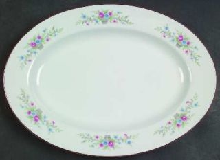 Florenteen Fantasia 12 Oval Serving Platter, Fine China Dinnerware   Flowers In