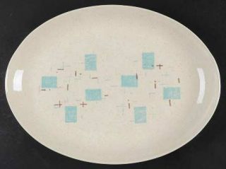 Metlox   Poppytrail   Vernon Heavenly Days Blue/White 13 Oval Serving Platter,