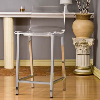 Pure Decor Clear Acrylic Counter Stool  Set Of 2 (ClearWeight capacity 300 poundsDimensions 33 inches high x 18 inches wide x 16 inches deepSeat dimensions 18 inches wide x 15 inches deep )