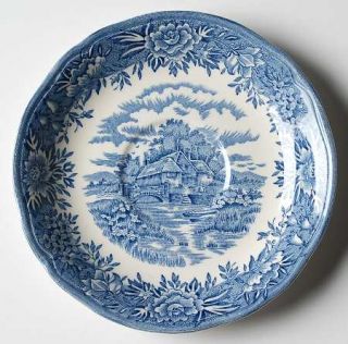 Salem English Village Blue Saucer, Fine China Dinnerware   Blue Village Scenes,F