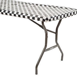 Black Checked Plastic Table Cover 100 Feet Roll