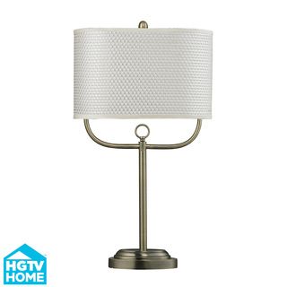 Hgtv Home Double Armed 1 light Antique Brass Table Lamp