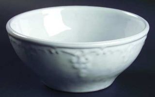 Block China Fleur White Soup/Cereal Bowl, Fine China Dinnerware   White,Embossed