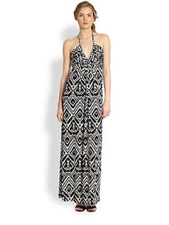 T bags Los Angeles Tribal Inspired Printed Halter Maxi Dress   Black Combo