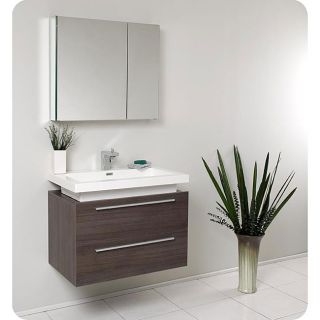 Fresca Medio Grey Oak Bathroom Vanity With Medicine Cabinet