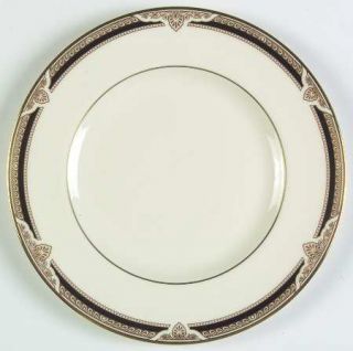 Royal Doulton Andover Salad Plate, Fine China Dinnerware   Bone,Black&Gold Desig